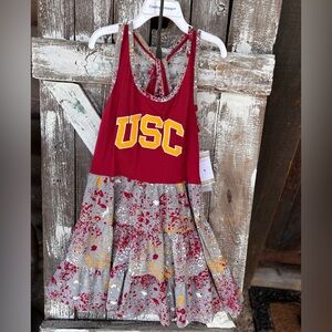 USC Trojans Colosseum Dress Girls Medium 7-8 Splatter Paint Crossing Back Strap